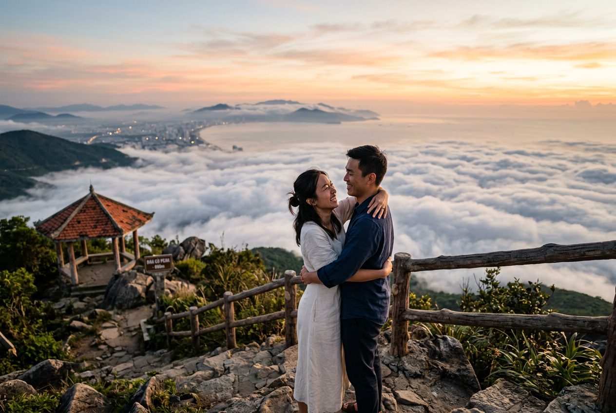 Ban Co Peak in Da Nang — a romantic spot to propose (highest point on Son Tra, sea of cloud at dawn)