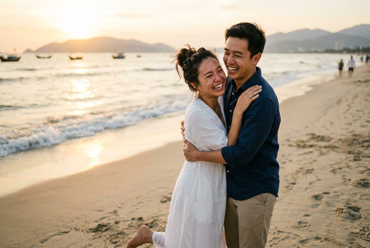 'She said yes' — a couple just engaged in Da Nang