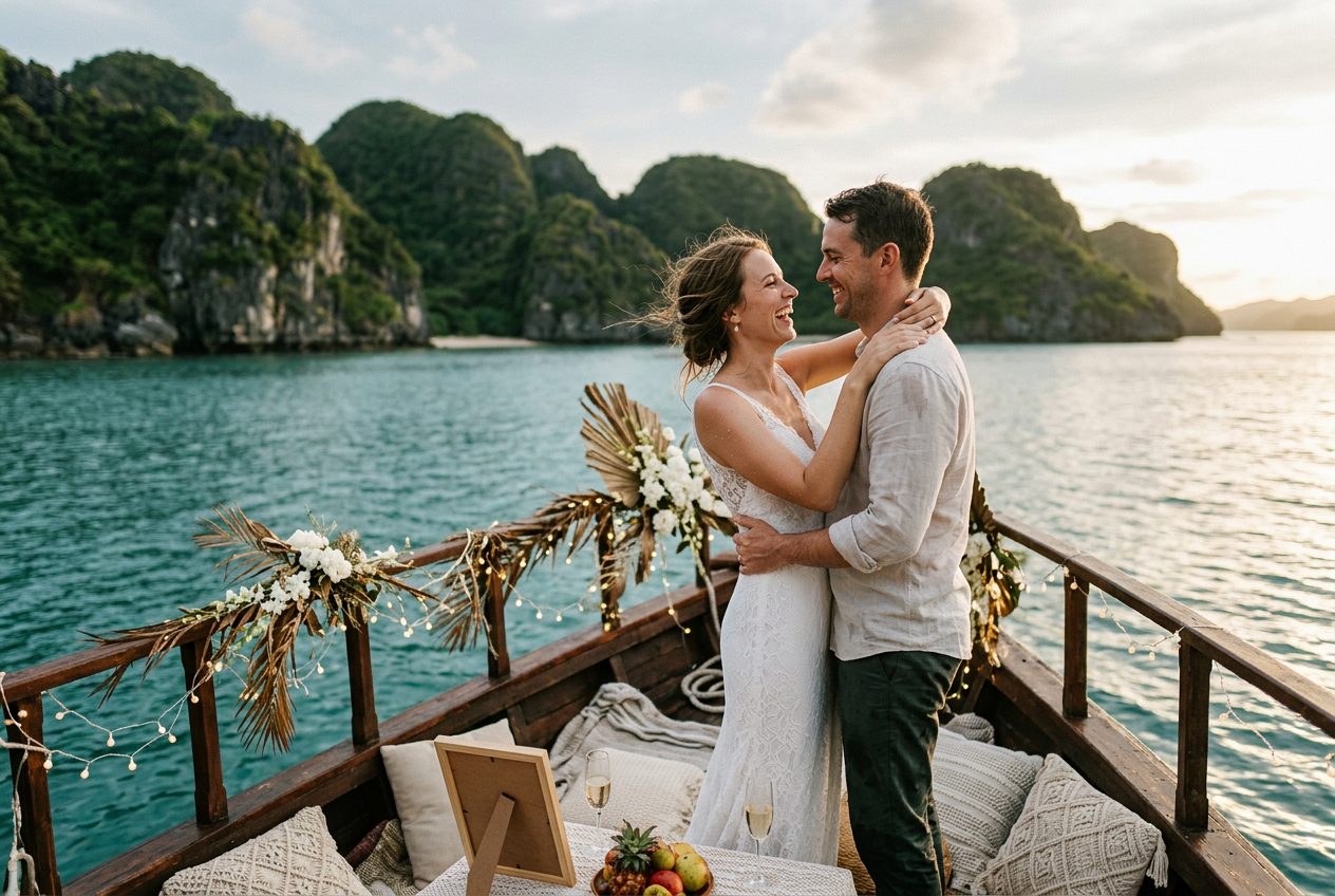 Private island boat, Hon Mun — a proposal scenario we plan in Nha Trang