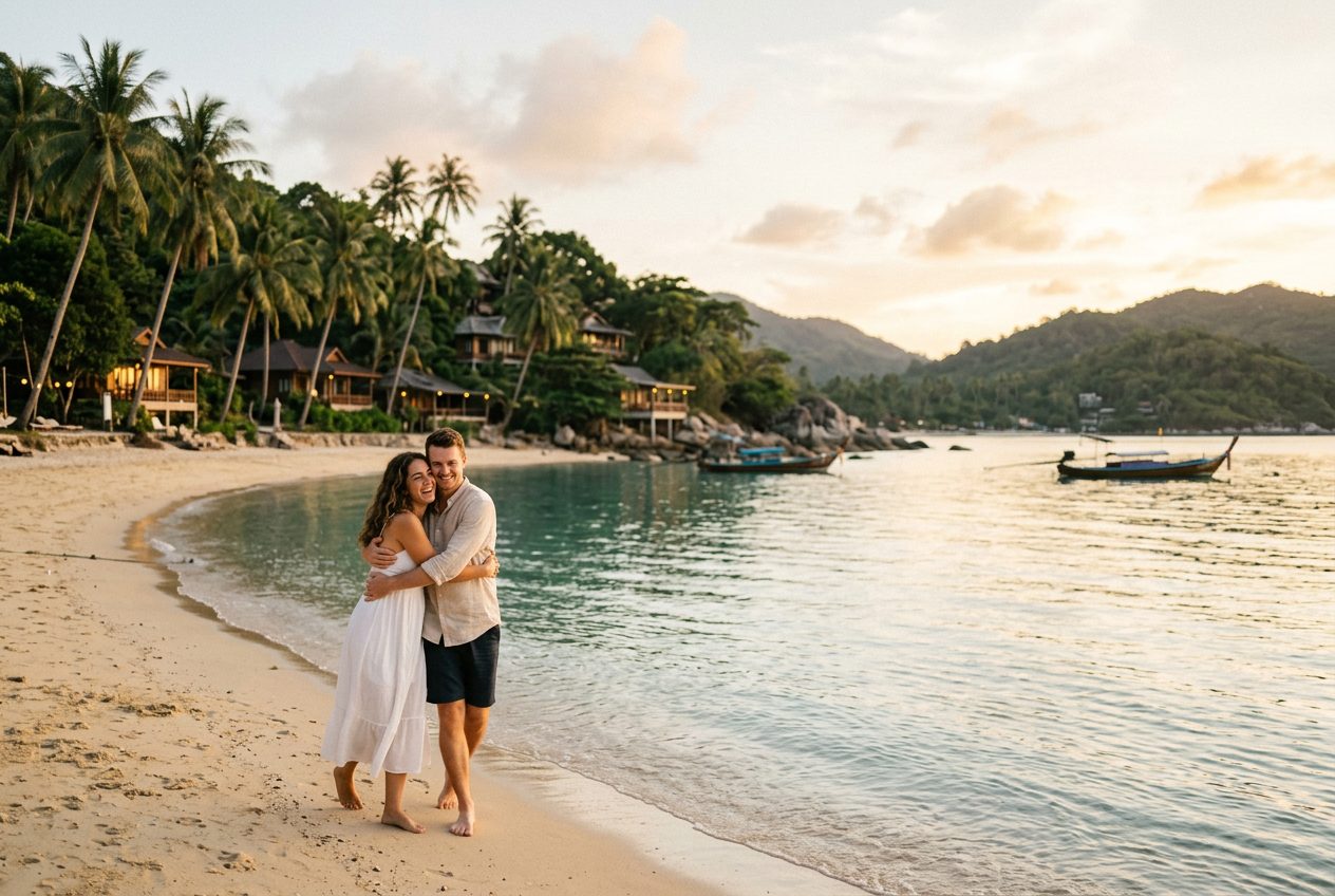 Haad Salad in Koh Phangan — a romantic spot to propose (sheltered west bay, calm water, quiet resorts)