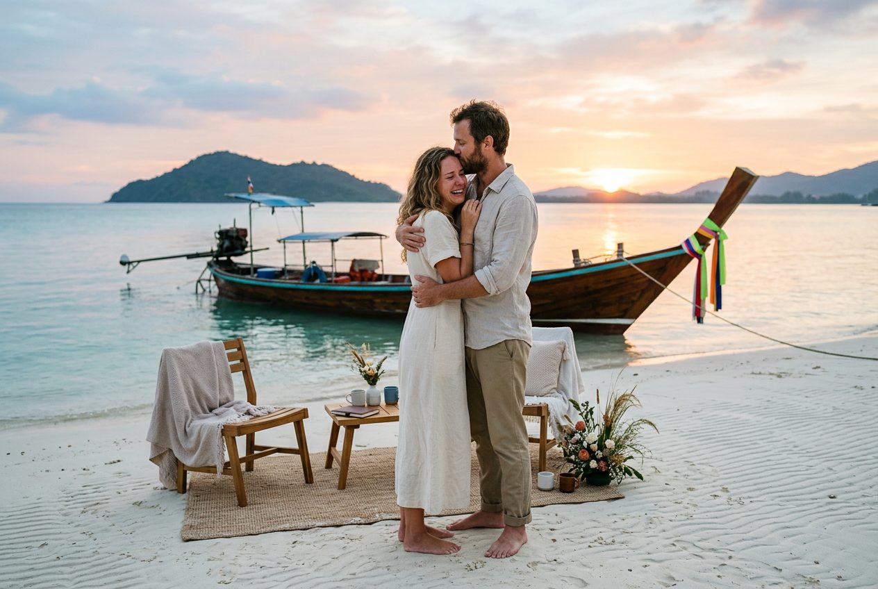 Sunrise sandbar, Koh Som — a proposal scenario we plan in Koh Samui